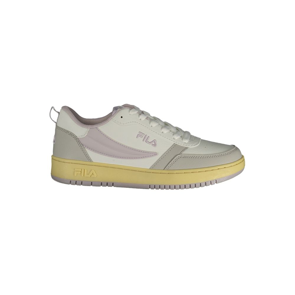Fila Bianco women's polyurethane sneaker showing a white athletic shoe with a streamlined design and textured sole.