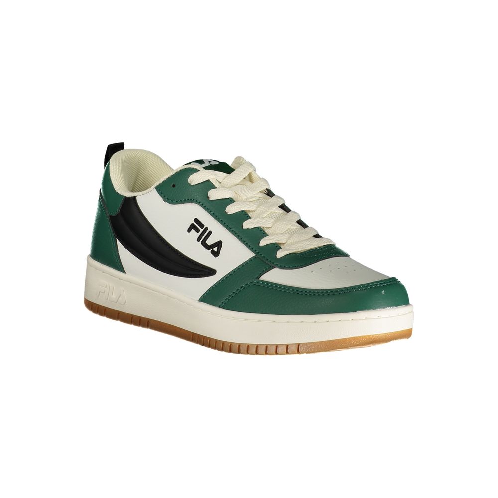 White Fila men's polyurethane sneaker with lace-up design and cushioned sole, ideal for casual and athletic wear.