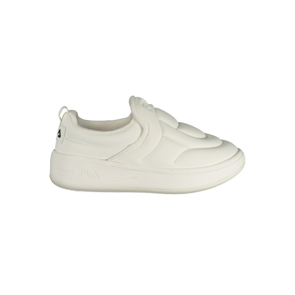 Fila black polyester women's sneaker with sporty design and white sole, featuring sleek style and comfortable fit.