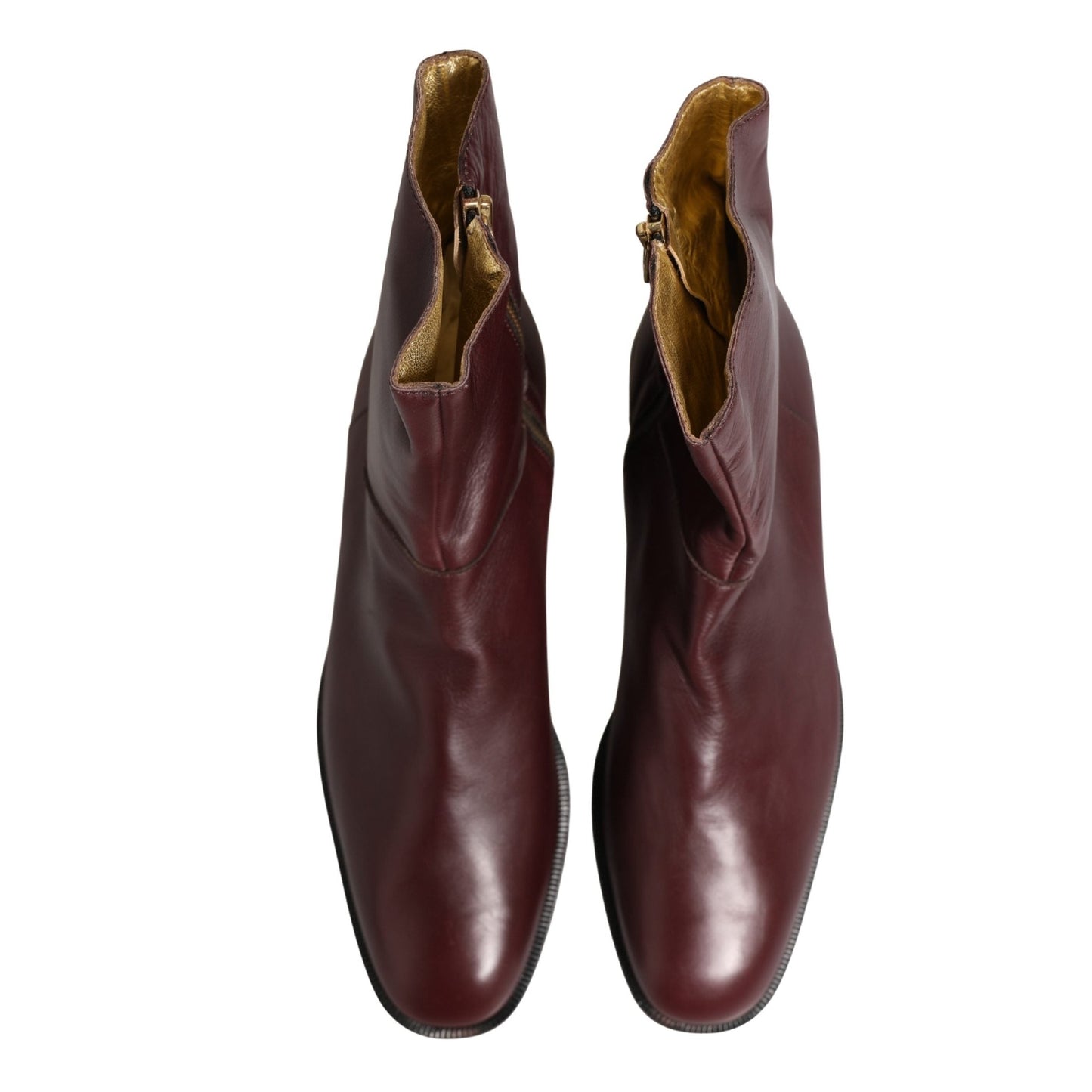 Dolce & Gabbana Maroon Leather Flats Biker Ankle Boots Shoes