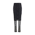 Black recycled polyamide midi skirt by Marine Serre, showcasing a sleek, fitted design with a high waist and minimalist style.