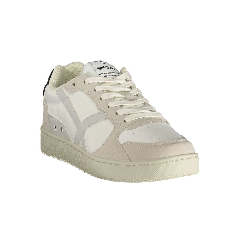 Gas Bianco polyester men's sneaker with white design, lace-up closure, and sporty style.