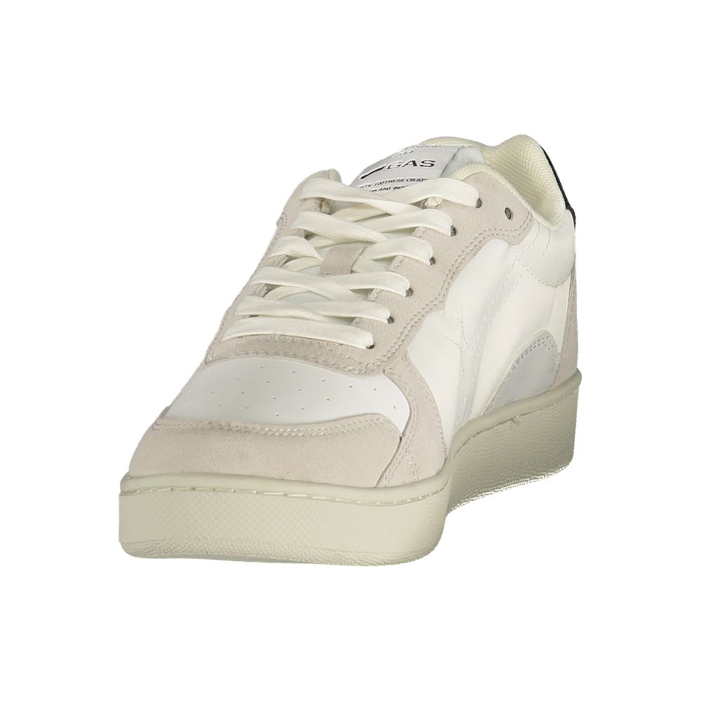 Gas Bianco polyester men's sneaker with white design, lace-up closure, and casual athletic style.