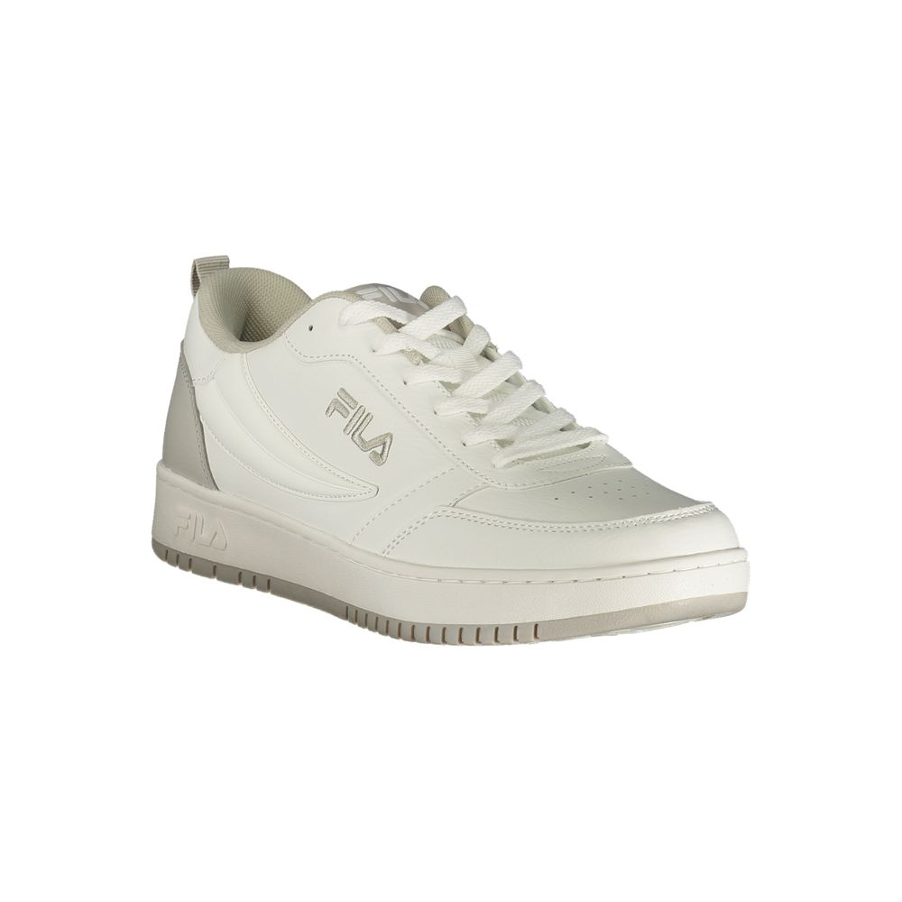 White Fila polyurethane men's sneaker with sporty design and cushioned sole, perfect for casual and athletic wear.