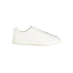 White Calvin Klein men's sneaker made of polyurethane, featuring a sleek design and casual style.