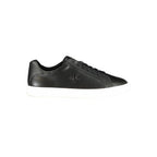 Calvin Klein black polyurethane men's sneaker with sleek design and white sole, showcasing modern athletic style.
