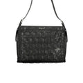 Desigual black polyurethane women's handbag with adjustable strap and textured design, stylish accessory for everyday use.