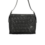 Desigual black polyurethane women's handbag with adjustable strap and textured design, stylish accessory for everyday use.
