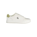 Calvin Klein Bianco polyurethane men's sneaker with white design and sleek sporty style, shown from a side angle.