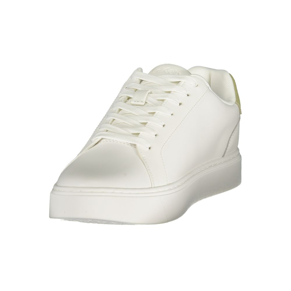 Calvin Klein Bianco polyurethane men's sneaker with white design and casual athletic style.