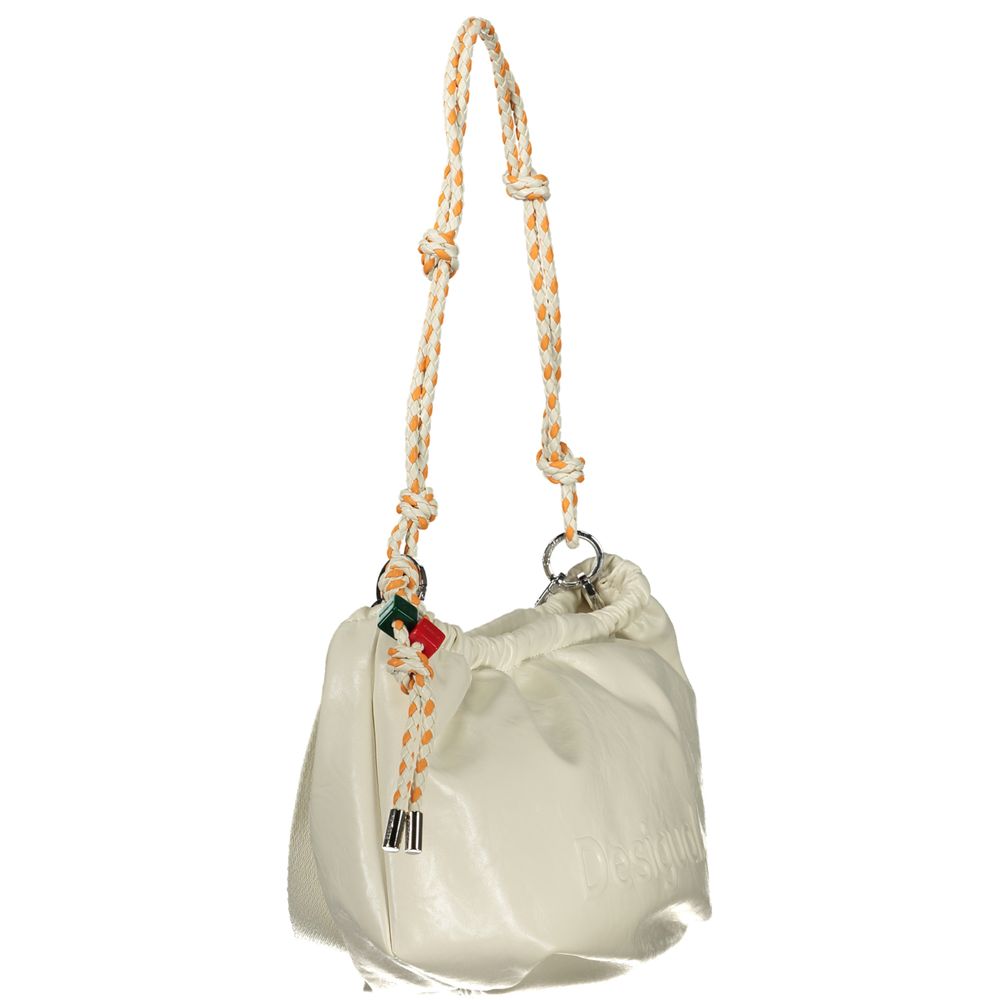 Desigual Ecru polyurethane women's handbag with textured surface and stylish design, suitable for casual and formal occasions.