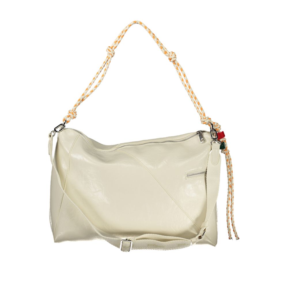 Desigual ecru polyurethane women's handbag with stylish design and sturdy handles, perfect for everyday use.