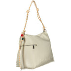 Desigual ecru polyurethane women's handbag with textured design and top handle, stylish and functional fashion accessory.