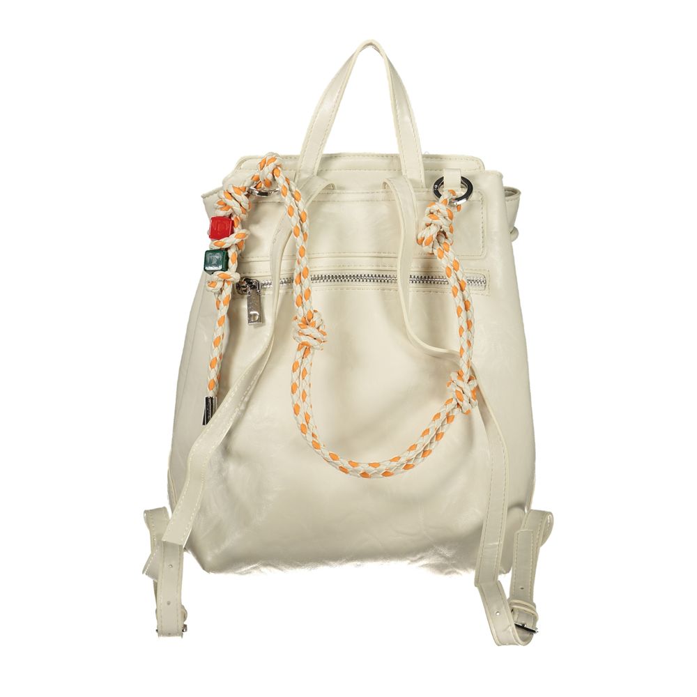 Desigual ecru polyurethane women’s backpack with stylish design and adjustable straps, perfect for everyday use.
