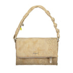 Desigual beige polyurethane women's handbag with stylish design and shoulder strap, featuring textured surface and subtle branding.