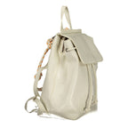 Desigual ecru polyurethane women's backpack with adjustable straps and front zipper pocket, stylish and functional for everyday use.