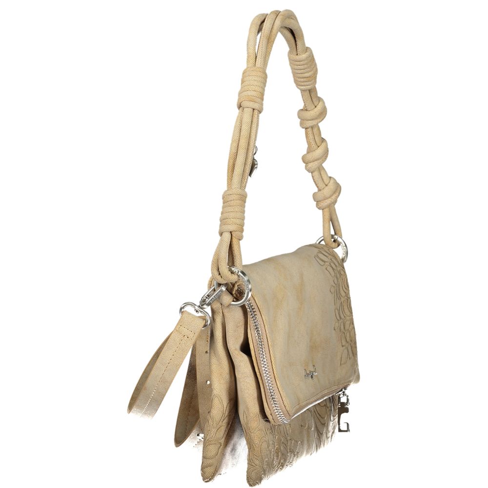 Desigual beige polyurethane women's handbag with stylish design and top handles, perfect for casual and elegant occasions.