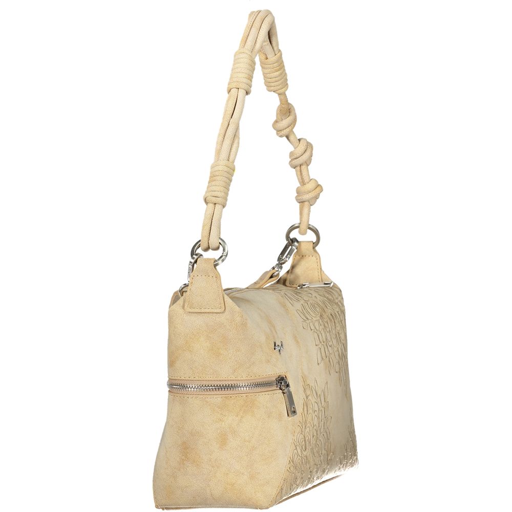 Desigual beige polyurethane women's shoulder bag with adjustable strap and stylish design, suitable for everyday use.
