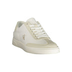 Calvin Klein Bianco polyester women's sneaker with white design, casual athletic footwear, and logo details.