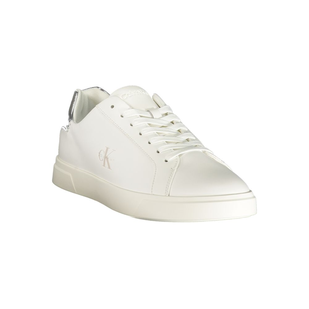 Calvin Klein Bianco Donna sneaker made of white polyurethane with a sleek, casual design and minimal branding.
