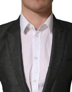 Dolce & Gabbana Dark Gray Wool Slim Fit Coat Jacket Blazer