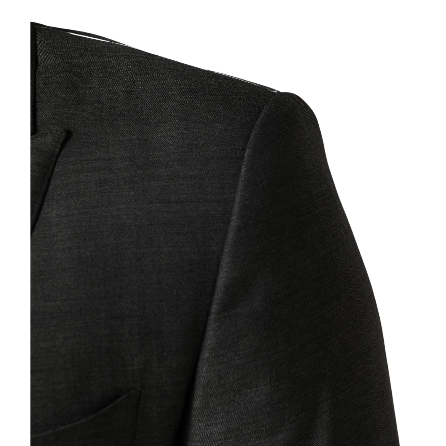 Dolce & Gabbana Dark Gray Wool Slim Fit Coat Jacket Blazer