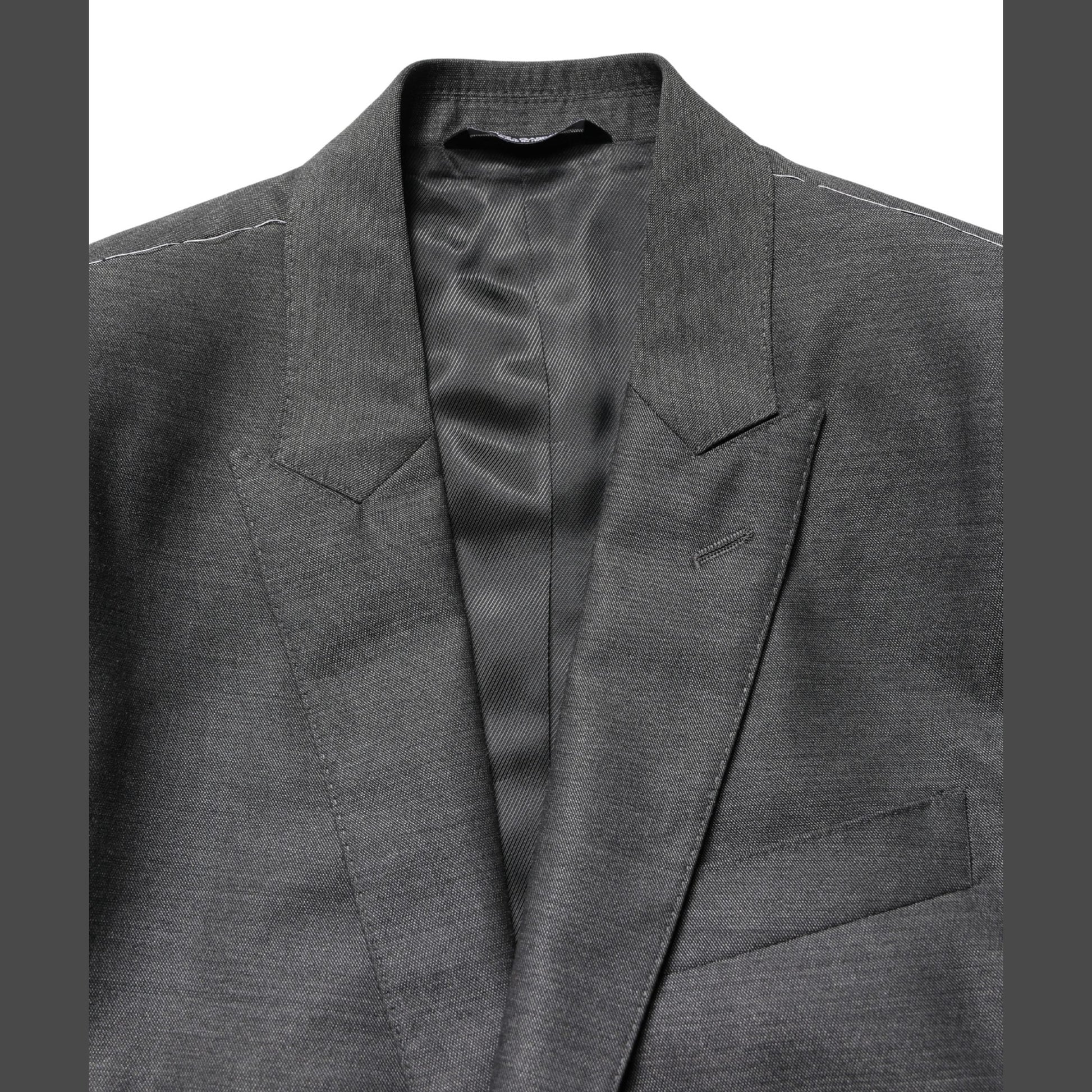Dolce & Gabbana Dark Gray Wool Slim Fit Coat Jacket Blazer