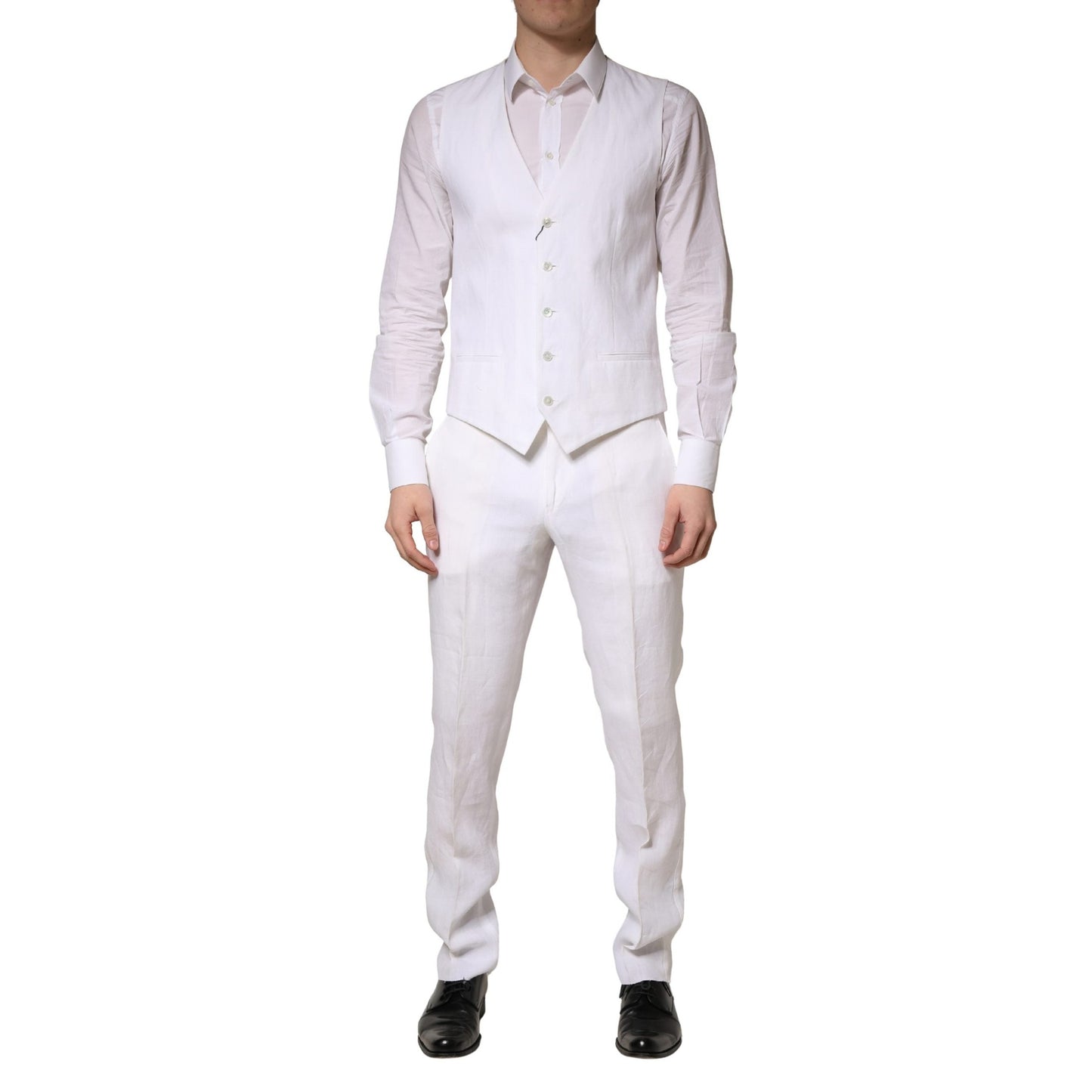 Dolce & Gabbana White SARTORIA Linen 2 Piece Men Formal Suit