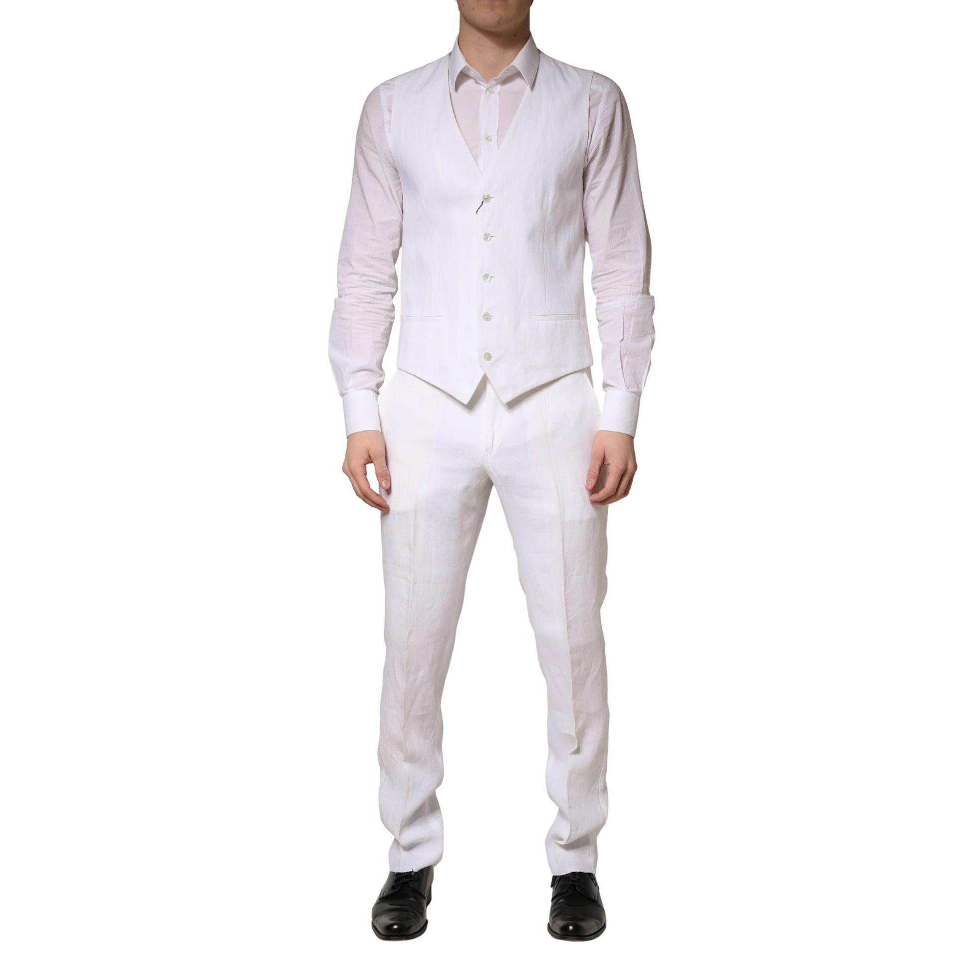 Dolce & Gabbana White SARTORIA Linen 2 Piece Men Formal Suit