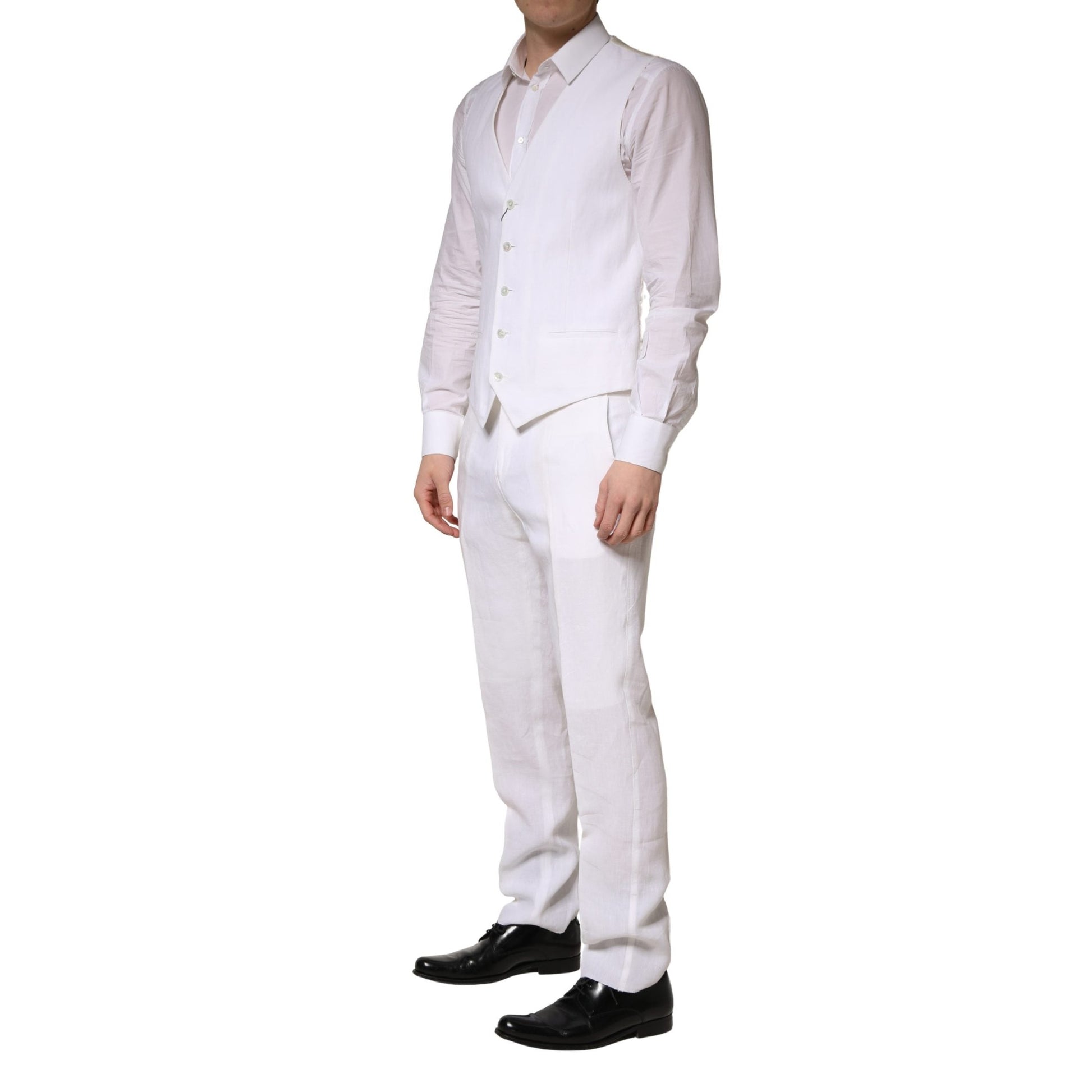 Dolce & Gabbana White SARTORIA Linen 2 Piece Men Formal Suit
