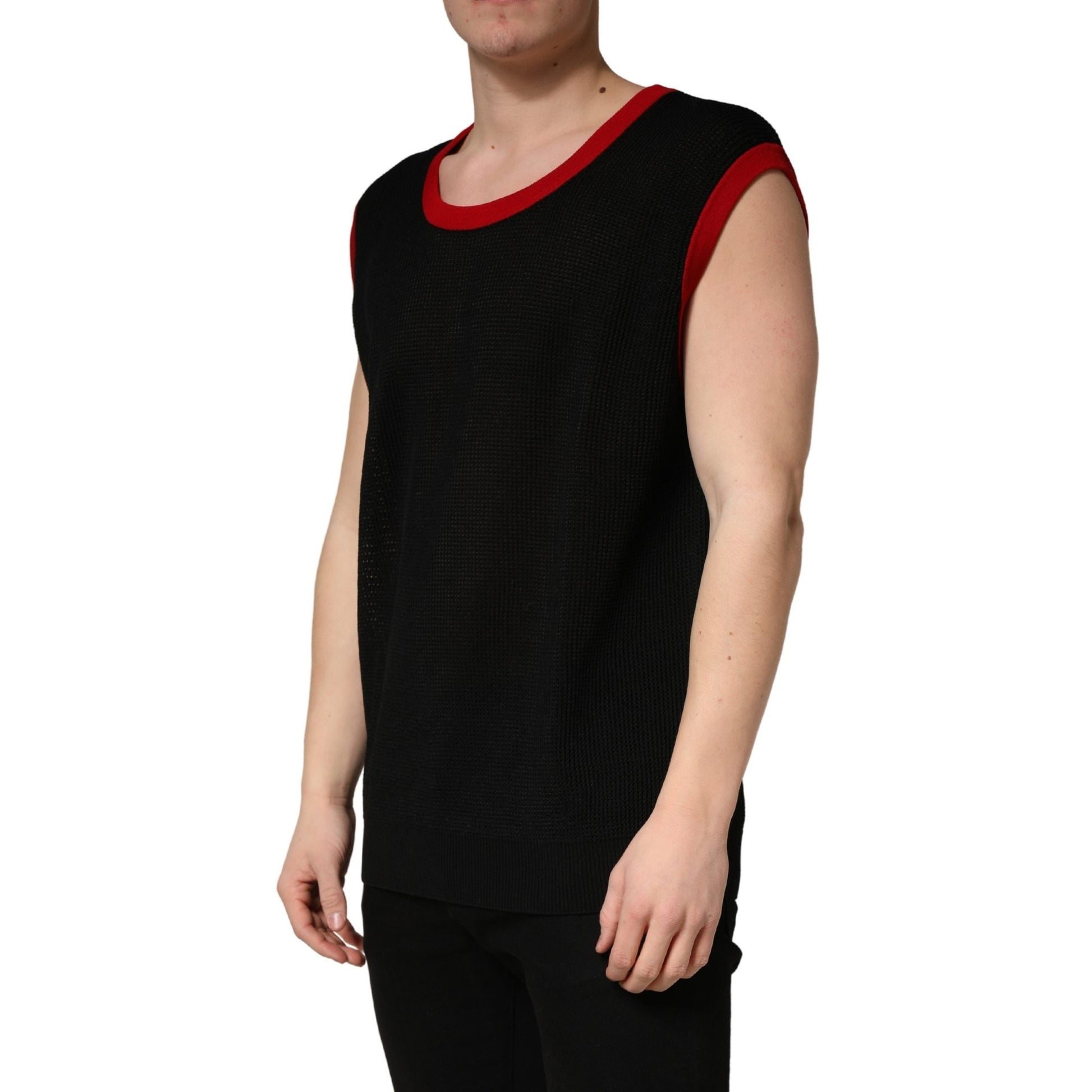 Dolce & Gabbana Black Crew Neck Sleeveless Men Knit Vest T-shirt