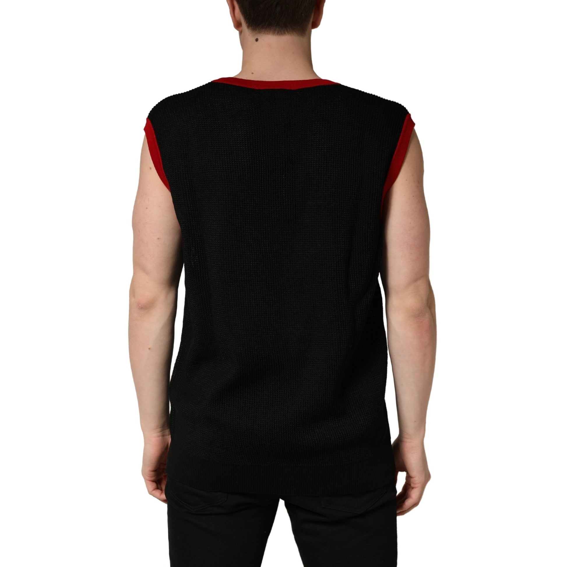 Dolce & Gabbana Black Crew Neck Sleeveless Men Knit Vest T-shirt