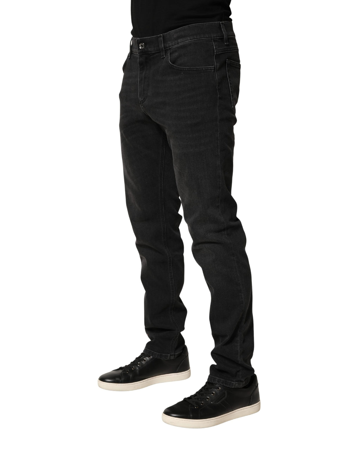 Dolce & Gabbana Black Cotton Stretch Regular SkinnyDenim Jeans - Eljoys Fashion 