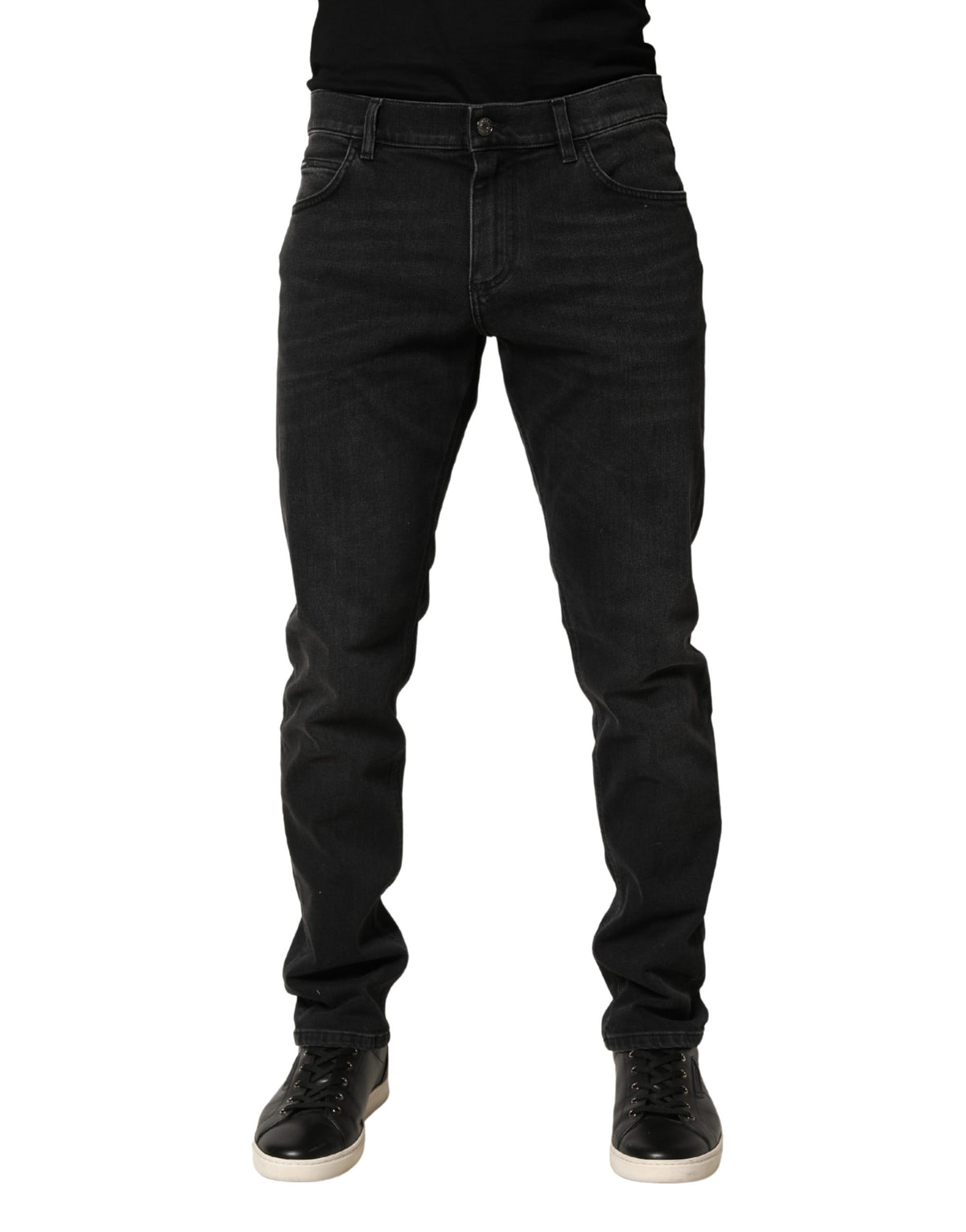 Dolce & Gabbana Black Cotton Stretch Regular SkinnyDenim Jeans - Eljoys Fashion 