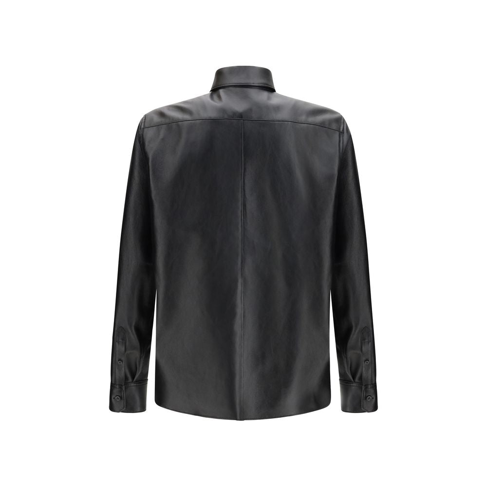 Dolce & Gabbana Black Leather Dress Shirt Dolce & Gabbana