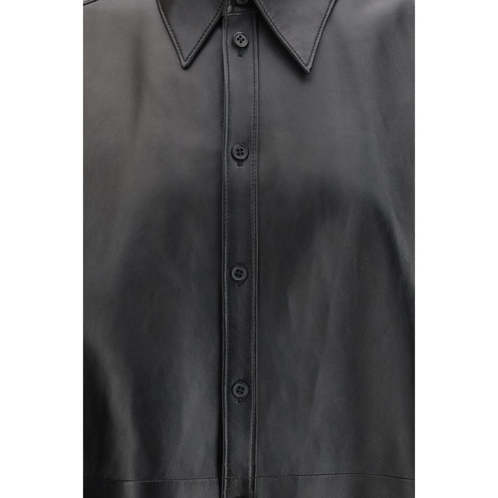 Dolce & Gabbana Black Leather Dress Shirt Dolce & Gabbana