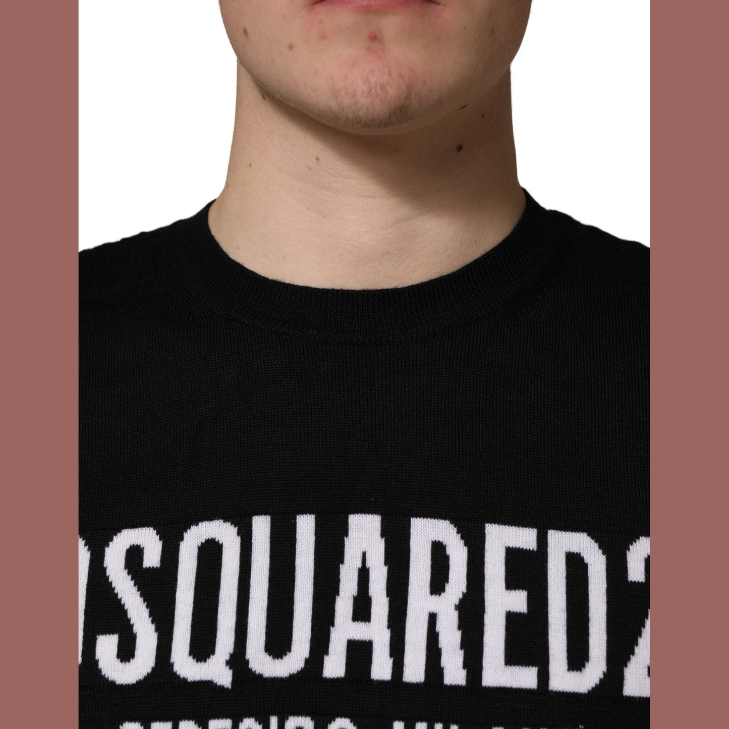 Dsquared² Black Logo Knitted Crew Neck Men Pullover Sweater
