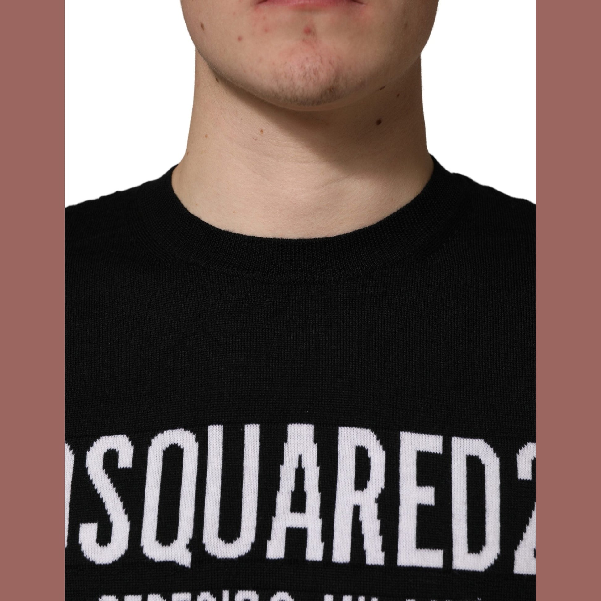Dsquared² Black Logo Knitted Crew Neck Men Pullover Sweater