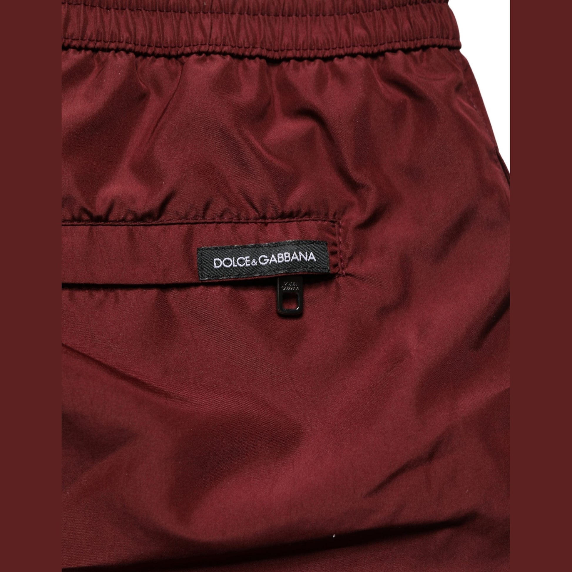 Dolce & Gabbana Maroon Polyester Drawstring Shorts Swimwear Dolce & Gabbana