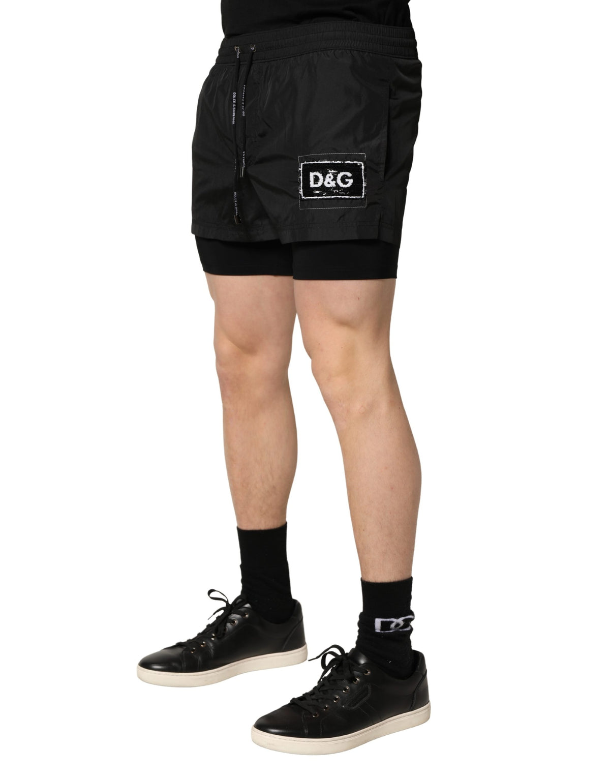 Dolce & Gabbana Black Polyester Drawstring Men Shorts Swimwear - Eljoys Fashion 