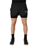 Dolce & Gabbana Black Polyester Drawstring Men Shorts Swimwear - Eljoys Fashion 