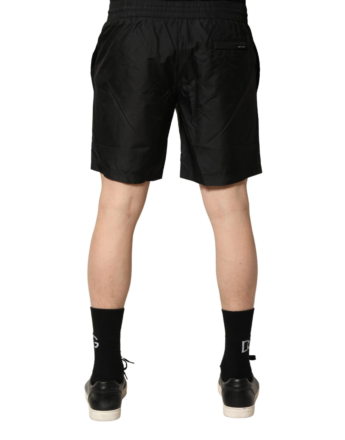 Dolce & Gabbana Black Polyester Drawstring Men Shorts Swimwear - Eljoys Fashion 