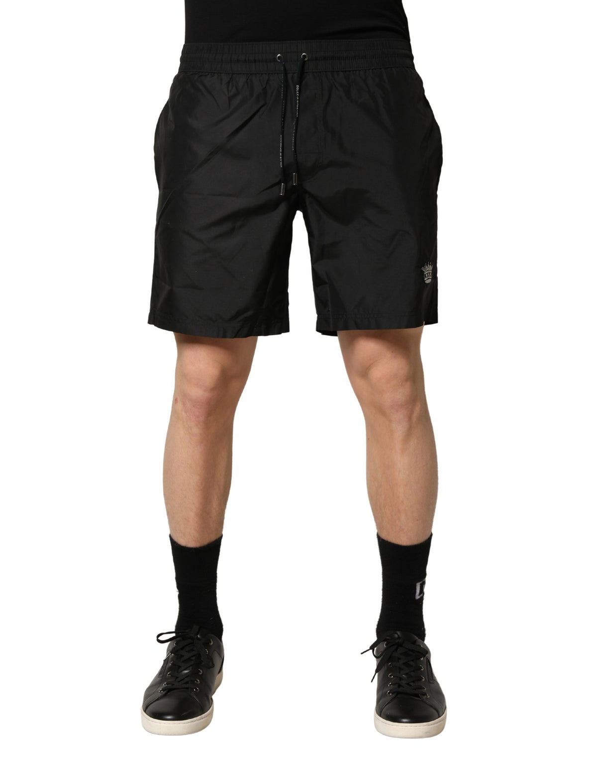 Dolce & Gabbana Black Polyester Drawstring Men Shorts Swimwear - Eljoys Fashion 
