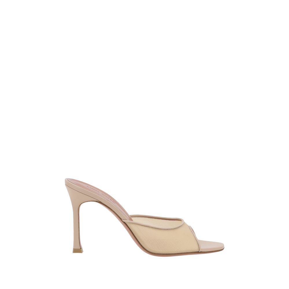 Amina Muaddi Beige Fabric Slippers Amina Muaddi