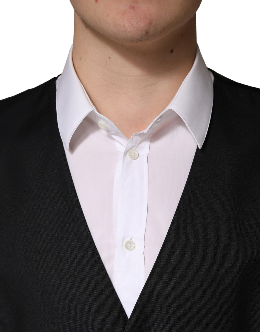 Dolce & Gabbana Black Wool Single Breasted Men Waistcoat Vest - Eljoys Fashion 