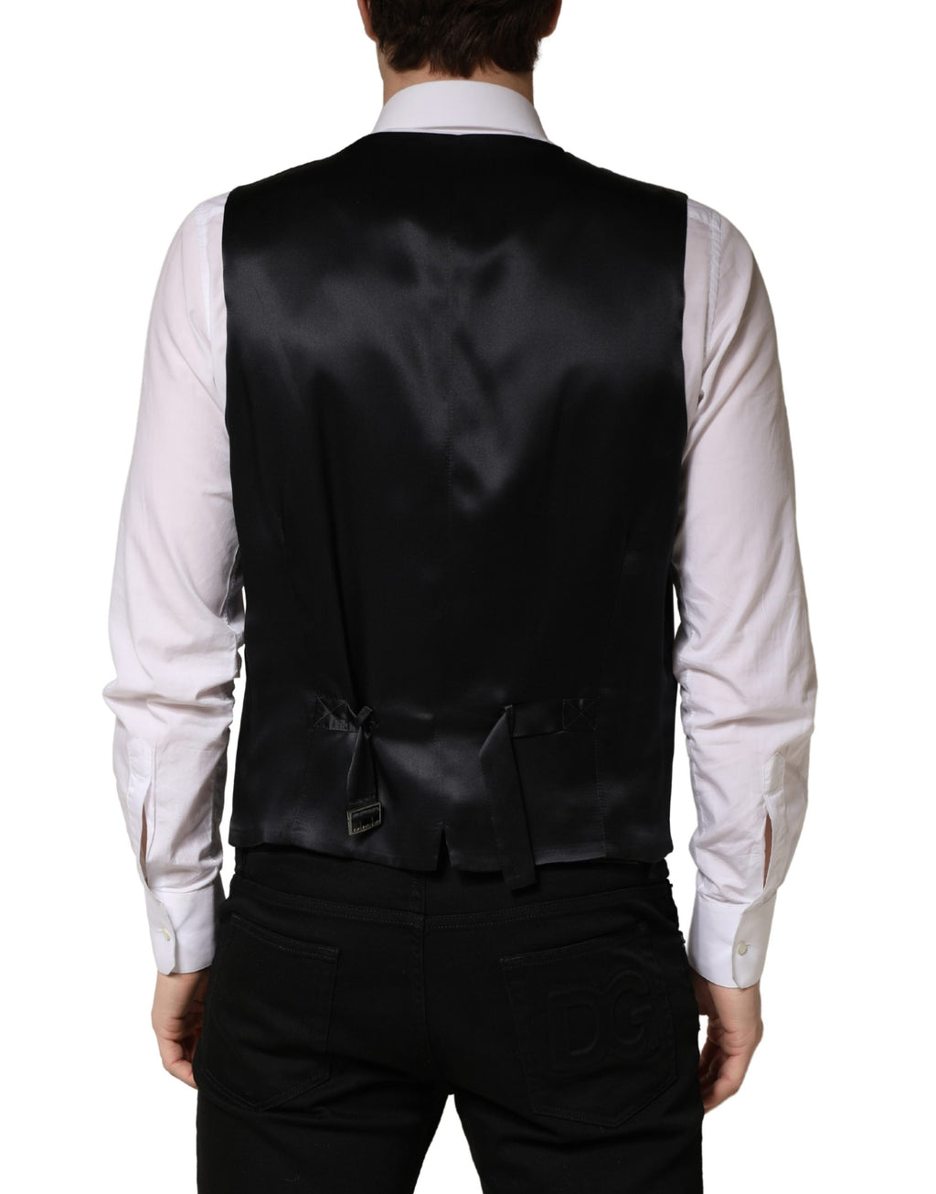 Dolce & Gabbana Black Wool Single Breasted Men Waistcoat Vest - Eljoys Fashion 