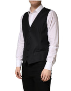 Dolce & Gabbana Black Wool Single Breasted Men Waistcoat Vest - Eljoys Fashion 