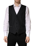 Dolce & Gabbana Black Wool Single Breasted Men Waistcoat Vest - Eljoys Fashion 