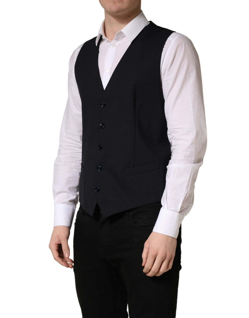 Dolce & Gabbana Black Wool Single Breasted Waistcoat Vest - Eljoys Fashion 