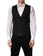 Dolce & Gabbana Black Stripe Single Breasted Waistcoat Vest